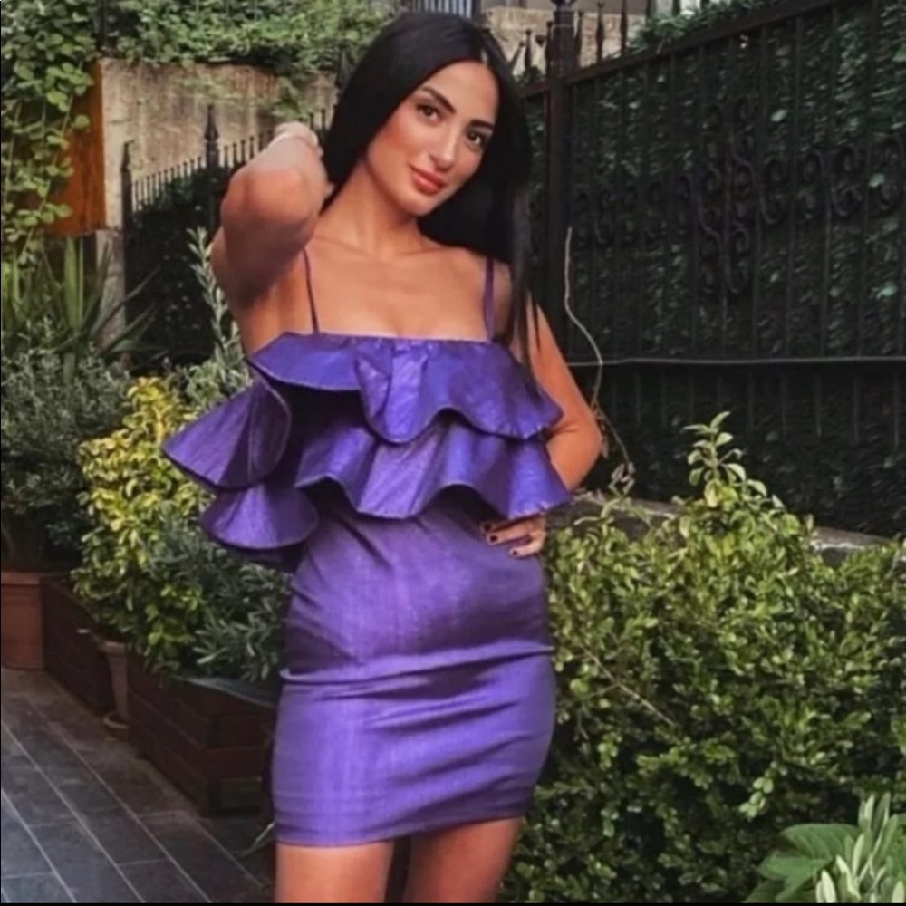 ZARA PURPLE RUFFLE DRESS - Picture 4 of 10